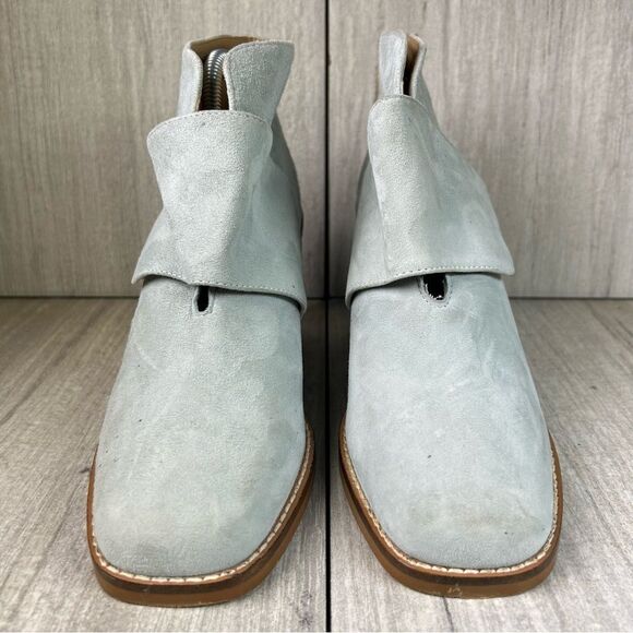 Shelly’s London Blue Suede Leather Ankle Booties Strap Block Heel Women's Size 7 - Picture 5 of 10